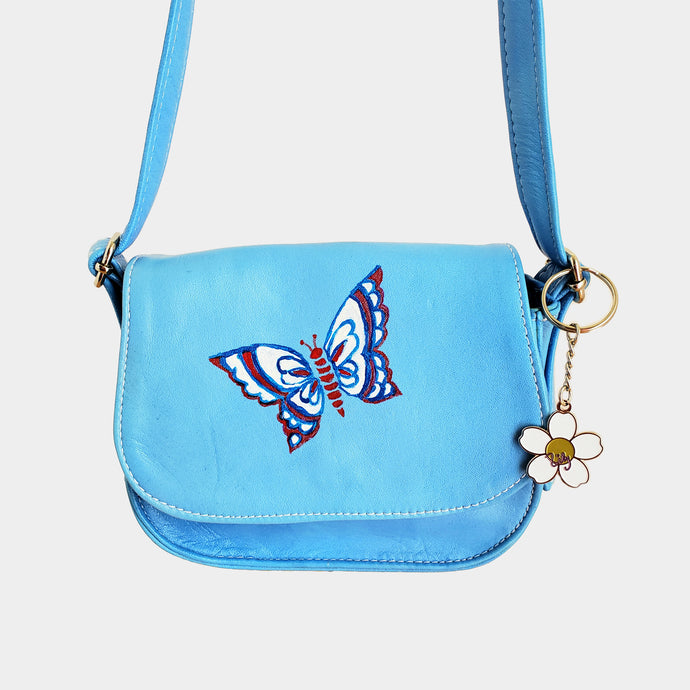 Blue Butterfly Painted Cell Phone Handbag